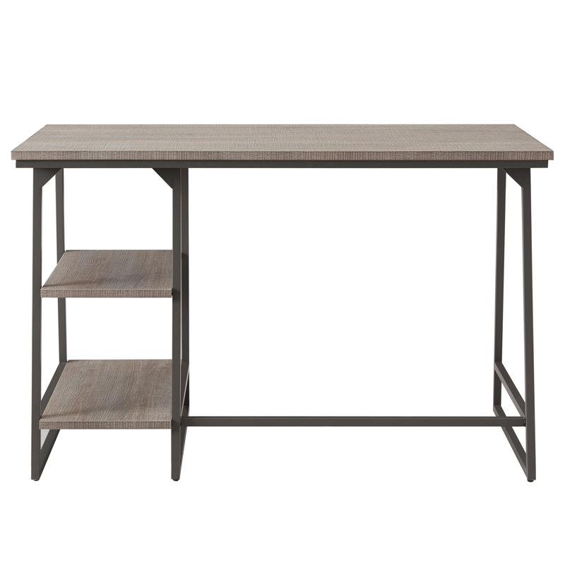Synthetic Laminate Iron Writing Desk, Oak/Gray