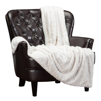 Chanasya Trestle Embossed Faux Fur Throw Blanket