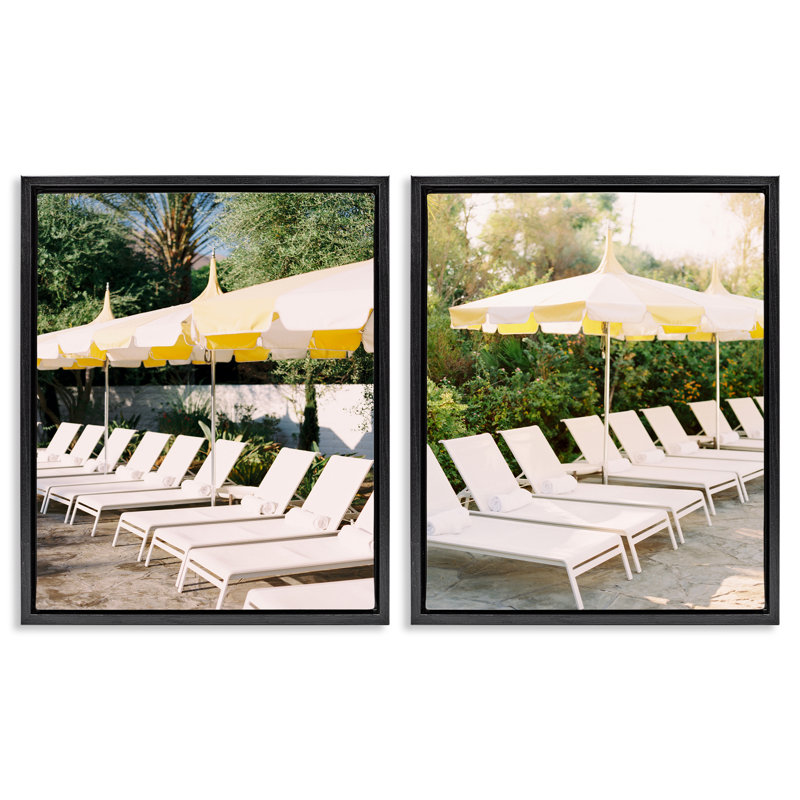 Ensemble de 2 chaises longues flottantes avec chaises longues par Justine Milton, Cadre flottant noir de jais