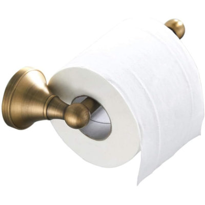 Uncovered Toilet Paper Holder, Antique Yellow Brass Bathroom Tissue Roll Stand, Wall-Mounted, 20 Cm / 7.87 Inches, Brushed Bronze Color