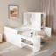 Lit plateforme en bois avec 6 tiroirs, tablettes, bureau et garde-robe-1357099365