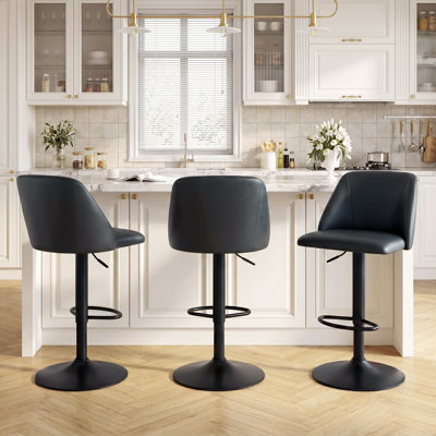 Swivel Upholstered Adjustable Height Counter & Bar Stool With Footrest
