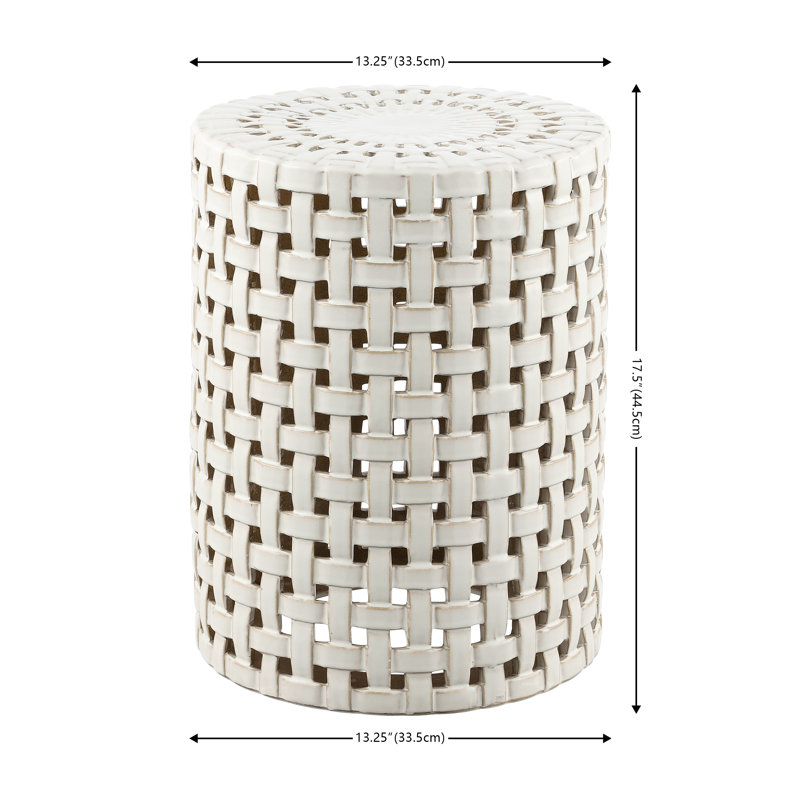 Gonde Ceramic Accent Stool, Cream