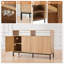Buffet Buffet avec rangement, table basse cannelée naturelle avec portes et tablettes réglables, armoire moderne en bois pour la cuisine, le salon, le vestibule