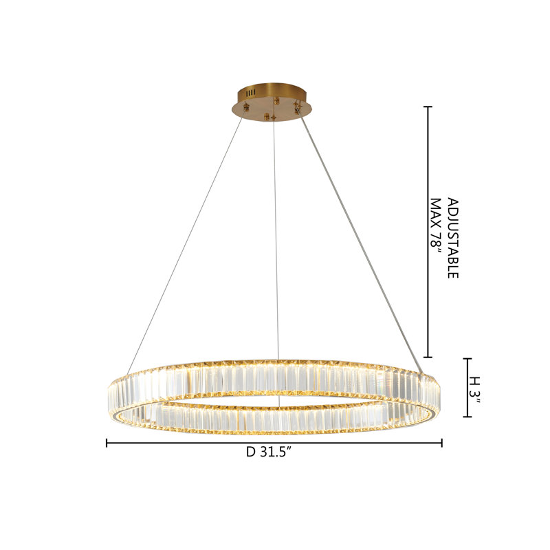 Sabbir Transitional LED Halo Crystal Chandelier , Gold