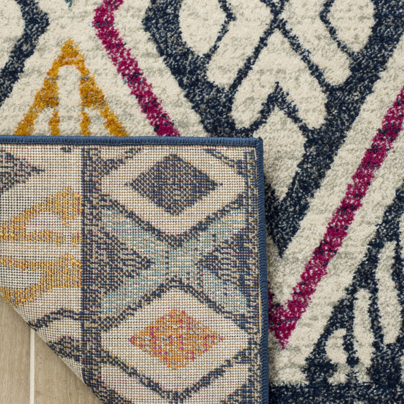 Tapis bleu marine / ivoire Allard Ikat, Rectangle 3 pi x 5 pi