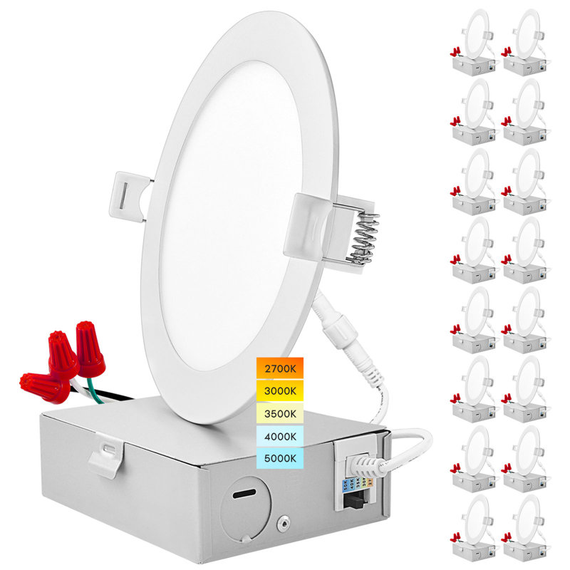 5.91'' Selectable Color Temperature Dimmable Air-Tight IC Rated LED Canless Recessed Lighting Kit