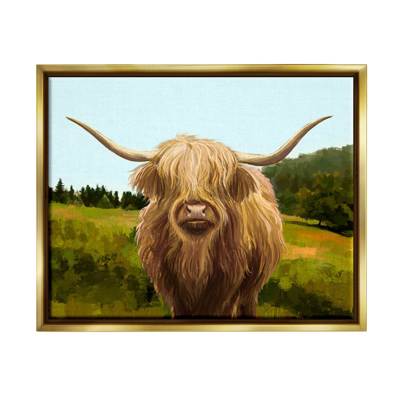 Art de giclée Highland, H 25 po x l 31 po x P 1,7 po, Cadre flottant métallique doré