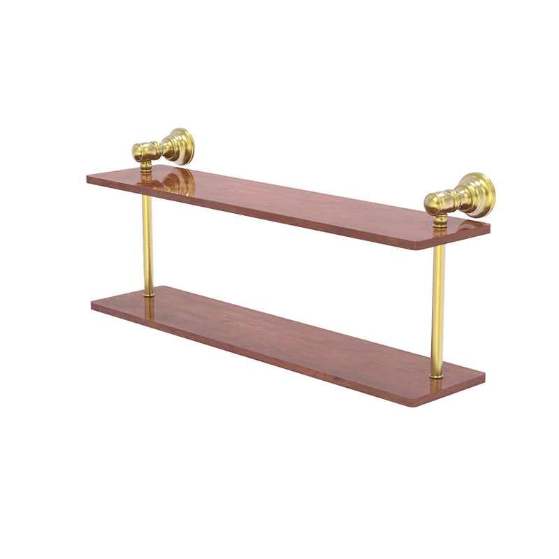 Freyja 2 Piece Ironwood Tiered Shelf with Towel Bar, Satin Brass, 5.6" H x 22" W x 9.2" D