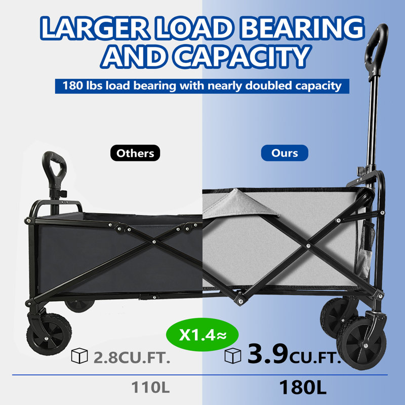 Chariot pliable 180L, Gris