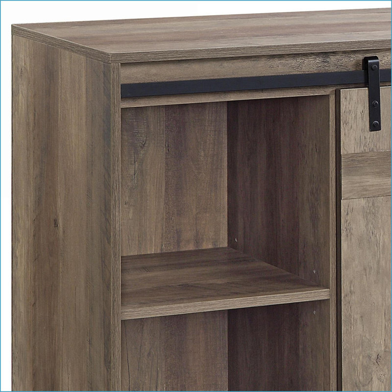 TV Stand Grey Washed with 2 Sliding Barn Doors, Fits 60-Inch TV | Farmhouse | Wood+Metal