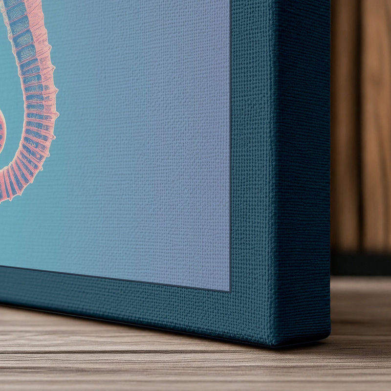 Seahorse Elegance Coastal - Wrapped Canvas, 18x12 - 45.7 x 30.5 cm, Teal Border