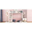 Lit mezzanine simple blanc avec 4 tablettes et tablette de rangement ouverte