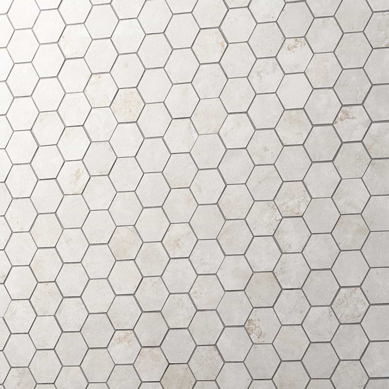 Portrait 2" Hexagon Matte Porcelain Mosaic Tile, Ivory