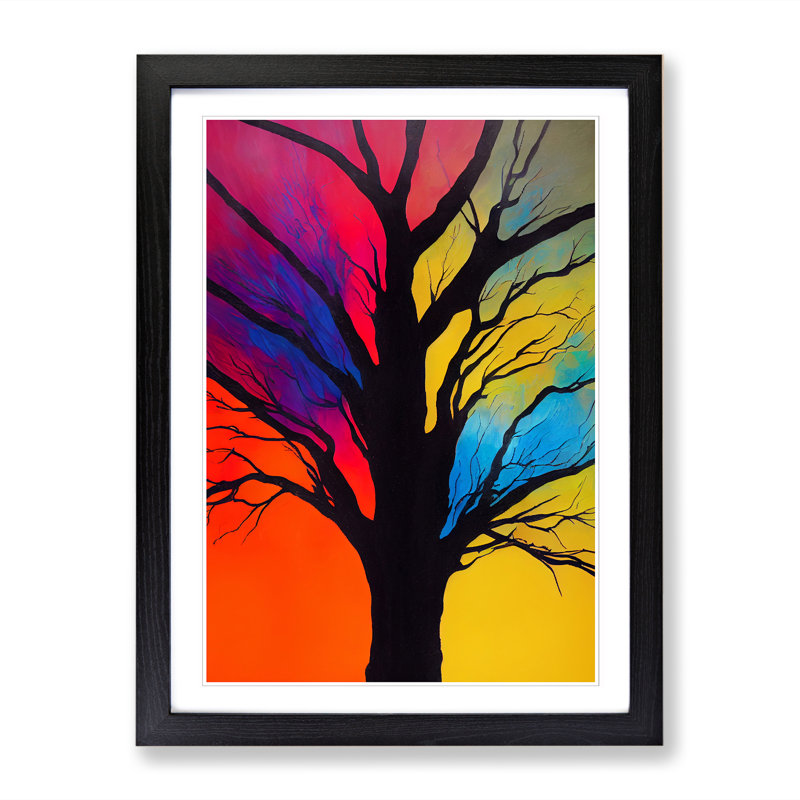 FRM-V0523-33X Abstract Tree Vol.4 1 Piece Single Picture Frame Wall Art, 64cm H x 46cm W x 2cm D, Walnut Framed