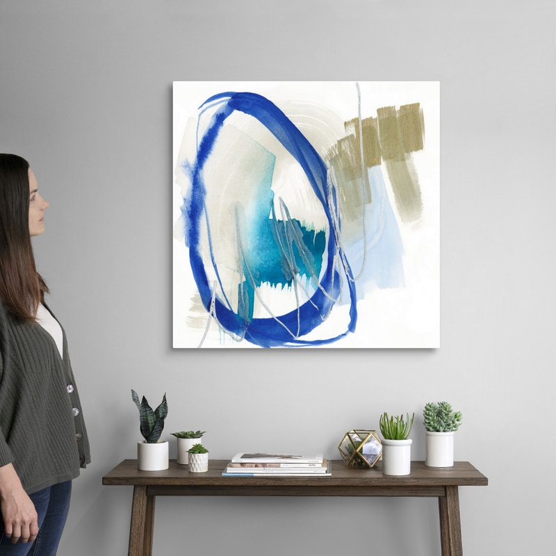 «Cobalt Surround I» par Jennifer Goldberger - reproduction d'art, H 30 po x l 30 po x P 1,25 po, Toile tendue