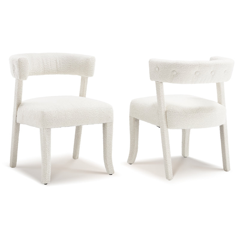 30'' H Tufted Solid Wood Dining Chairs, White