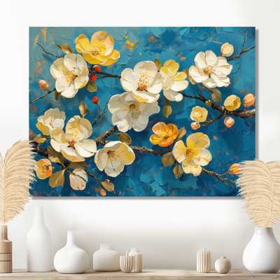  «Blue and White Apple Blossom Blooming Paradise - Impression d'art mural fleur de pommier