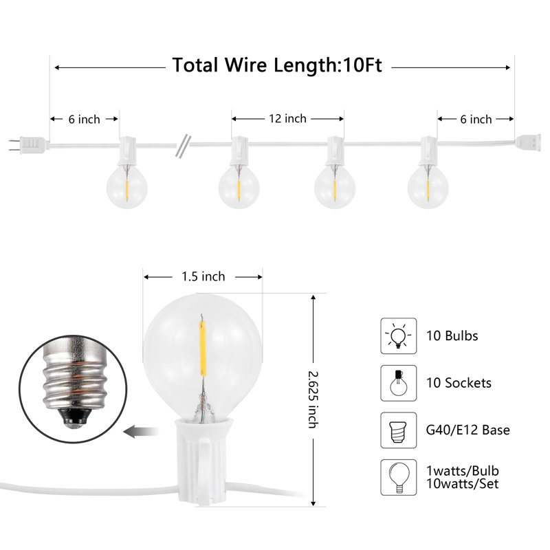 Aubreeann Outdoor 10 - Bulb 120'' Plug-in String Light