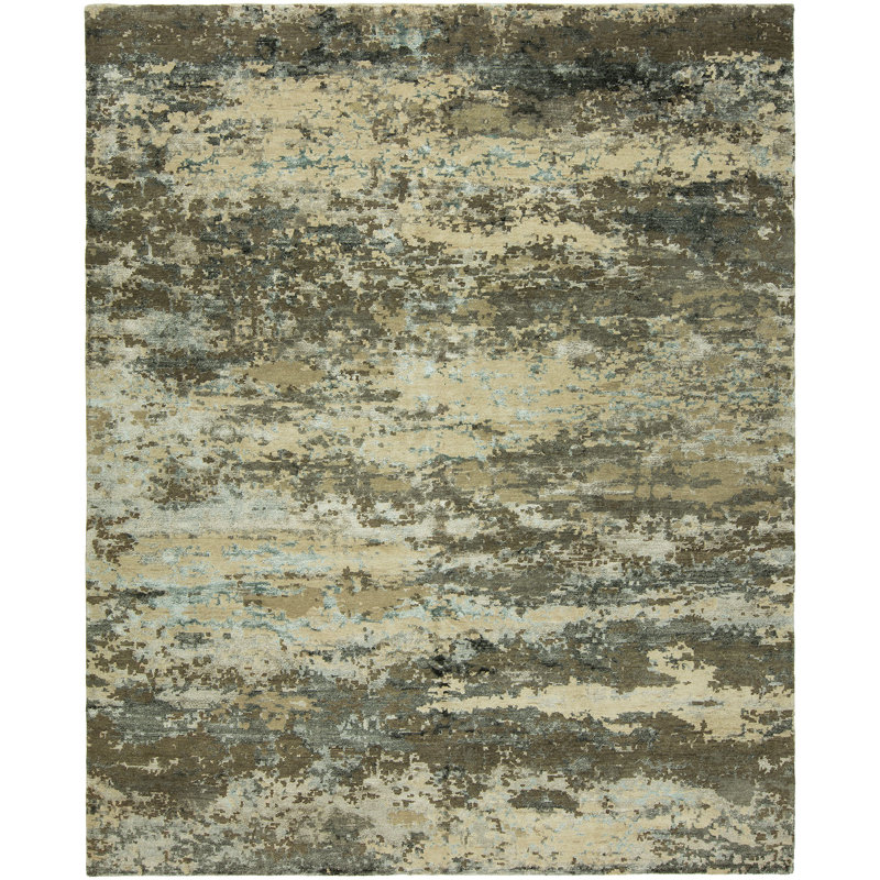 Abstract Area Rug in Beige, Rectangle 4' x 6'
