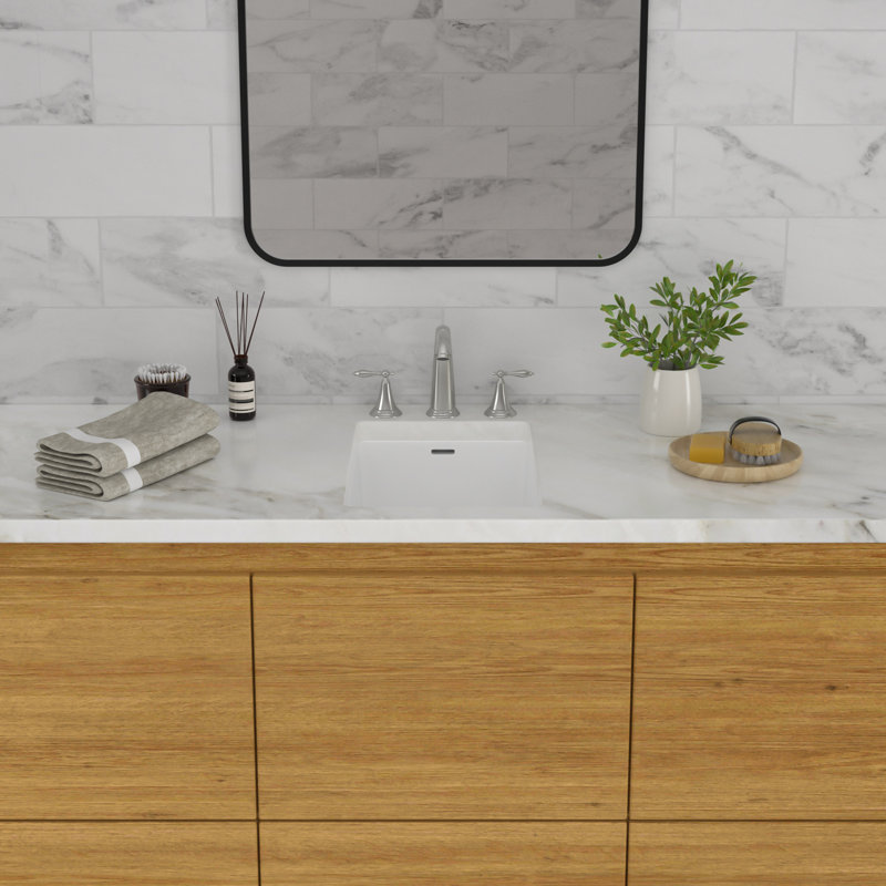 Lavabo de salle de bain rectangulaire encastré en céramique blanc avec trou de trop-plein GhomeG l 13 po x P 20 po