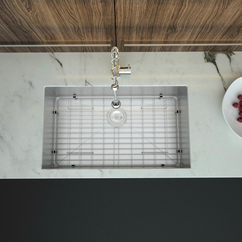 32"X19"X9" Undermount Sink - Stainless Steel Kitchen Basin With Condensation Prevention Coating And Drying Rack 32 Inch Deep Noise Reduction Pad Efficient Drainage