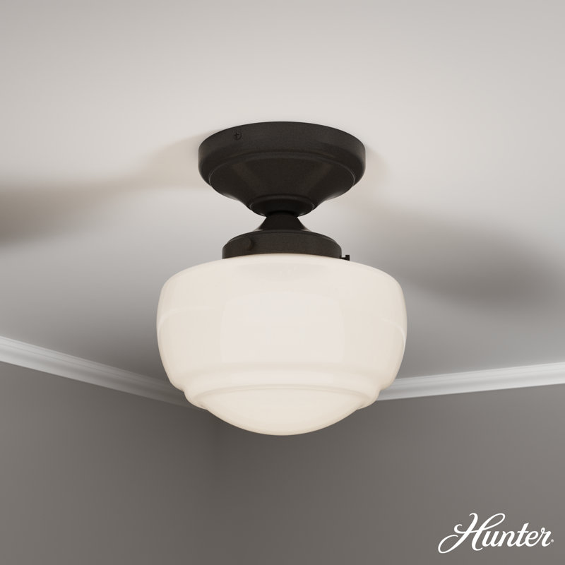 Noble Bronze Saddle Creek 6.75" Schoolhouse Semi-Flush Mount Light
