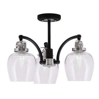 Easton 3 Light Semi-Flush With 6" Clear Bubble Glass