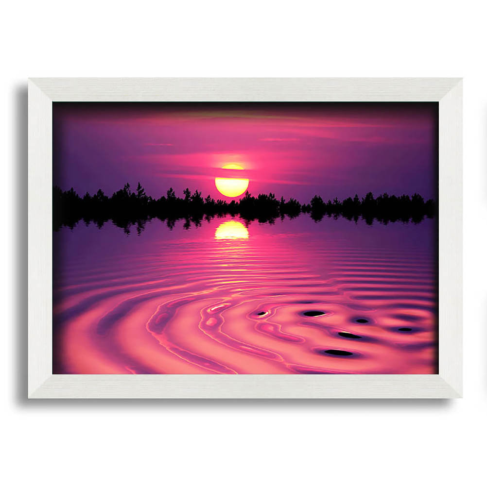 Gerahmtes Leinwandbild Pink Sunset Lake Swirl