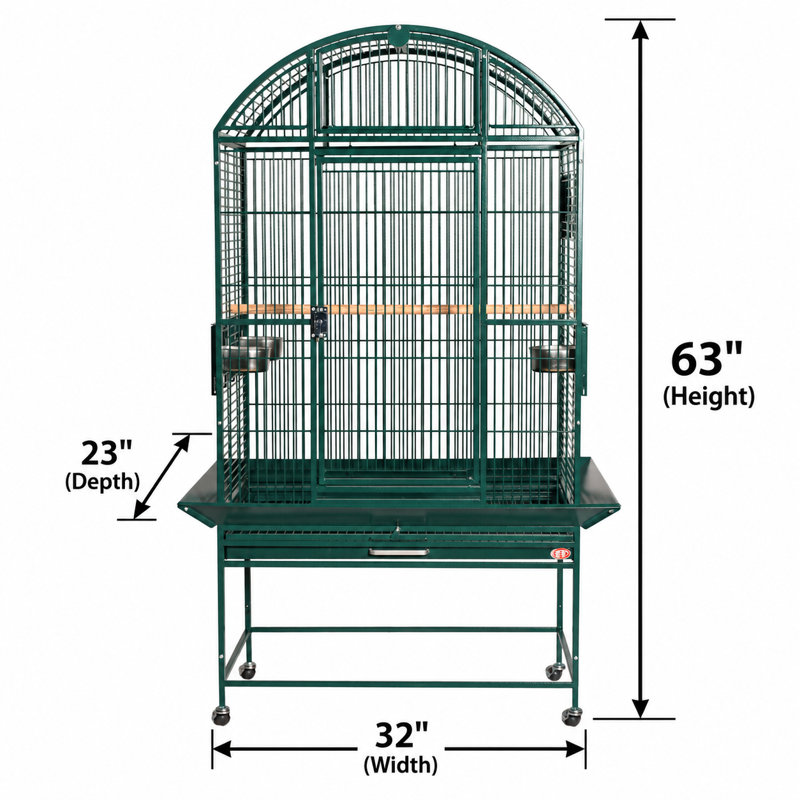 Cage à dôme large, vert, Large (63'' H x 23" W x 32" D), Vert