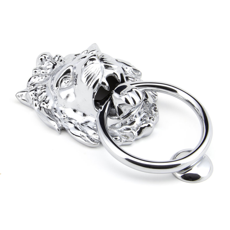 Lion's Head Door Knocker, Polished Chrome