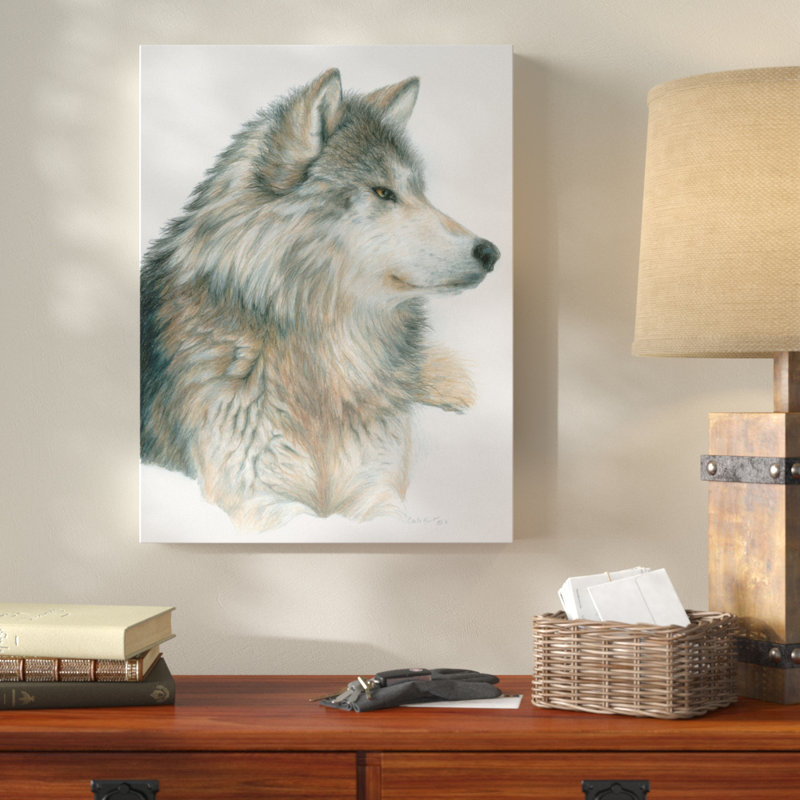 « loup on white », reproduction de peinture à l’acrylique sur toile tendue, H 32 po x l 24 po x P 2 po