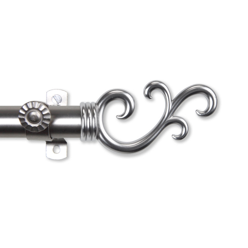 Ensemble de quincaillerie à rideaux simple à 3 côtés pour fenêtre bay Verlyn, Nickel satiné, 28 po à 48 po (chaque côté)