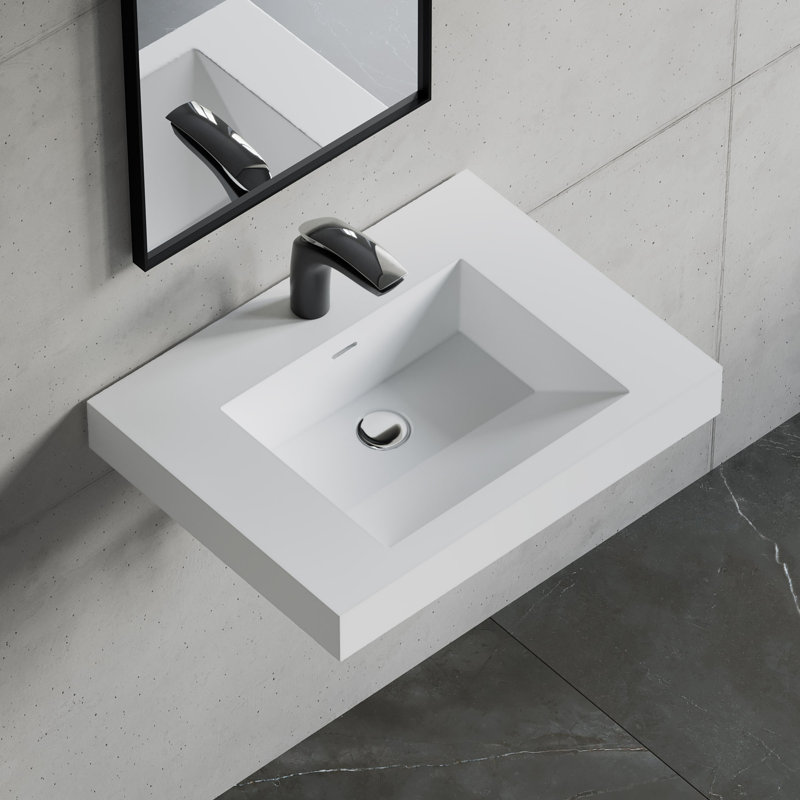 24" Solid Surface Wall-Mounted Bathroom Sink