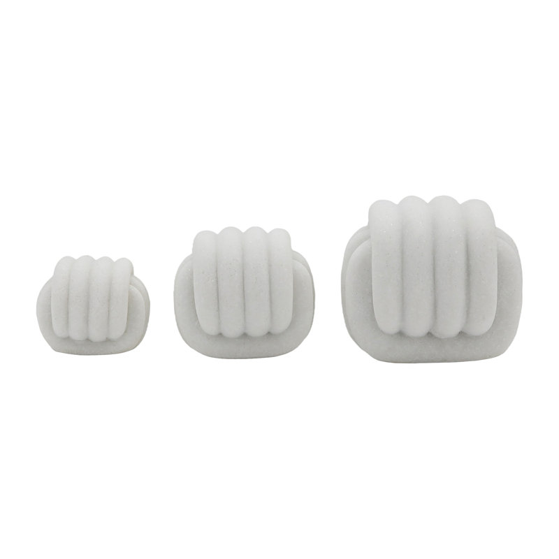 Neutral Modern 3 Piece Kimani Knotted Square Sculpture Set