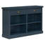 Console Bely Farmhouse avec 2 tiroirs et tablettes de rangement ouvertes-133210806