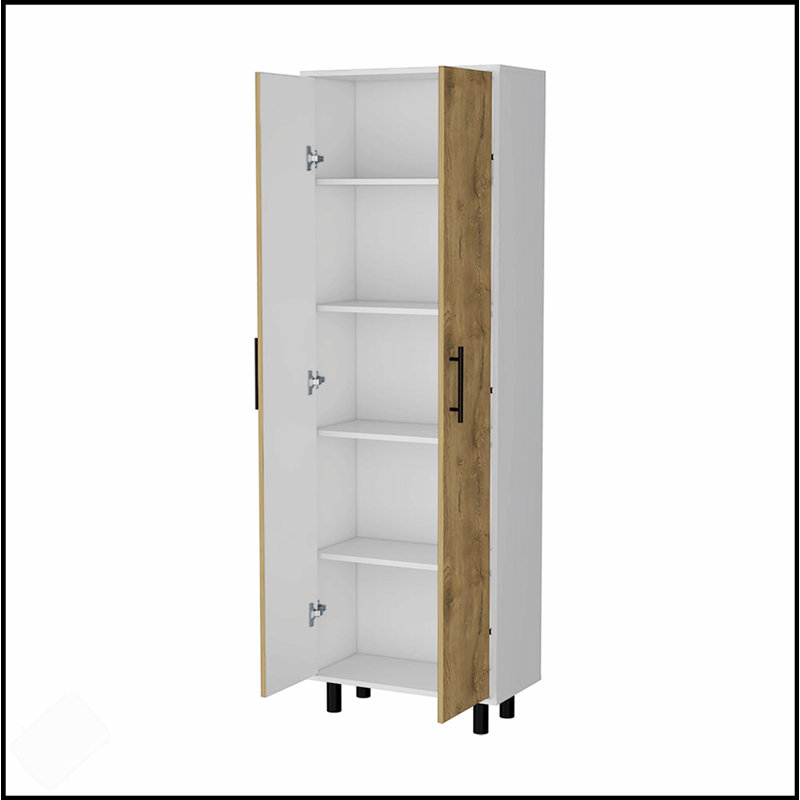 Fagan 2-Door 5-Shelf Kitchen Pantry With Spacious Storage And Modern Macadamia Finish, Ideal For Organized Kitchens
