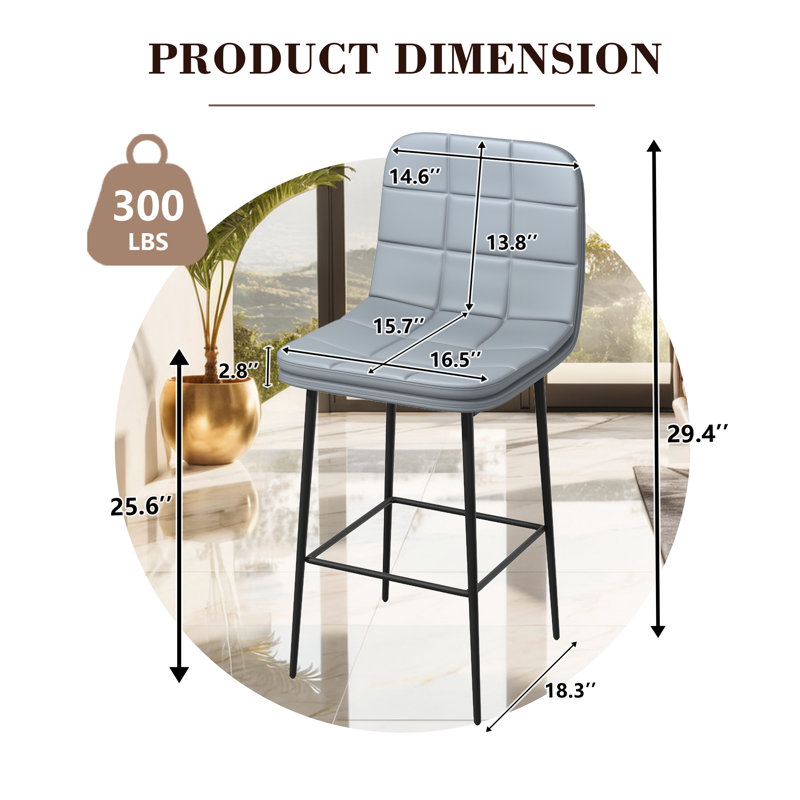  Ensemble de 2 tabourets de bar à hauteur de comptoir Modern, Gris