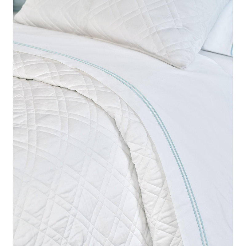 Enzo Egyptian Cotton Trellis Flat Sheet, King Flat Sheet, Lake