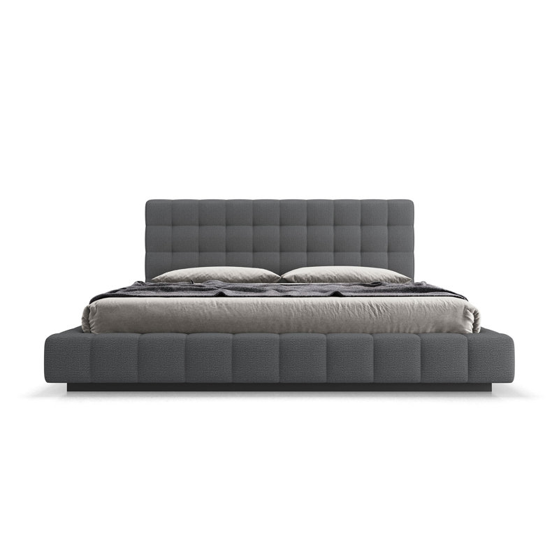 Thompson Upholstered Wingback Bed, Carbon Gray, King