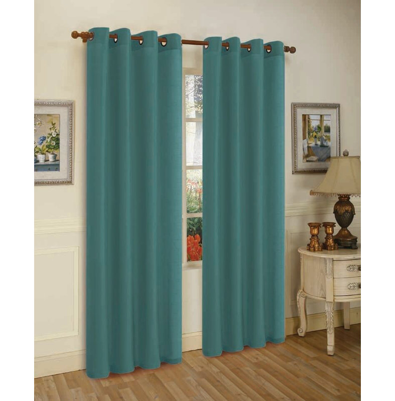 Ensemble de rideaux semi-transparents avec œillets Mira, Bleu cyan