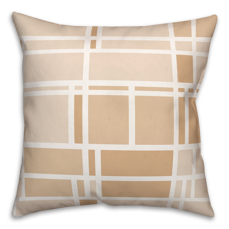Geometric Outdoor Reversible Throw Pillow, Tan