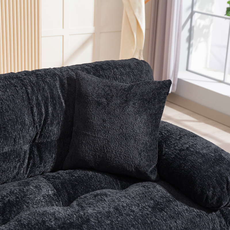 Canapé modulaire 84 po Chenille, Noir, noir, noir, noir