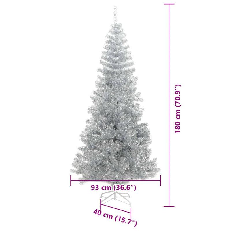 vidaXL Christmas Tree with 150 LEDs with Stand Silver PET, 5.91 ft