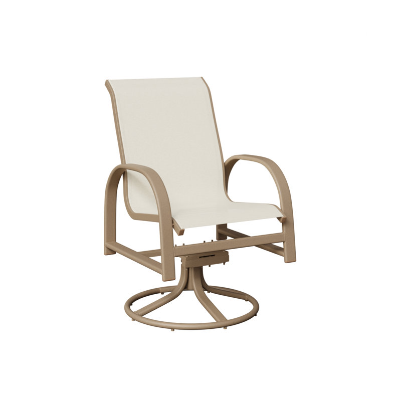 Chaise berçante berçante pivotante Berlin Gardens, Blanc, Aluminium, chêne, veine de bois
