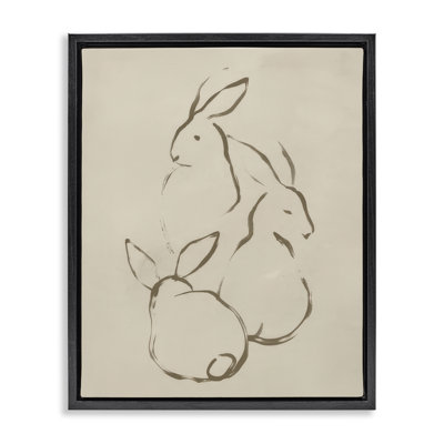 "Earthtone Rabbit S croquis", art mural sur toile flottante par June Erica Vess