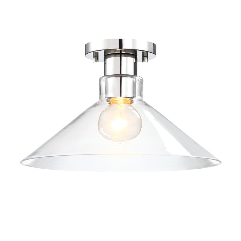 Ardis Glass Semi Flush Mount, Polished Nickel