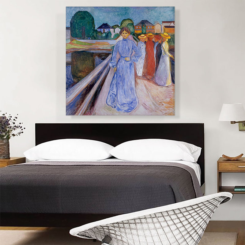«Women on the Bridge 1902» par Edvard Munch, reproduction d'art sur toile tendue, H 36 po x l 36 po x 1,5 po