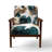 Abstract Pattern With Blue & Golden Textures II - Upholstered Modern Velvet Arm Chair-118659410-118659409
