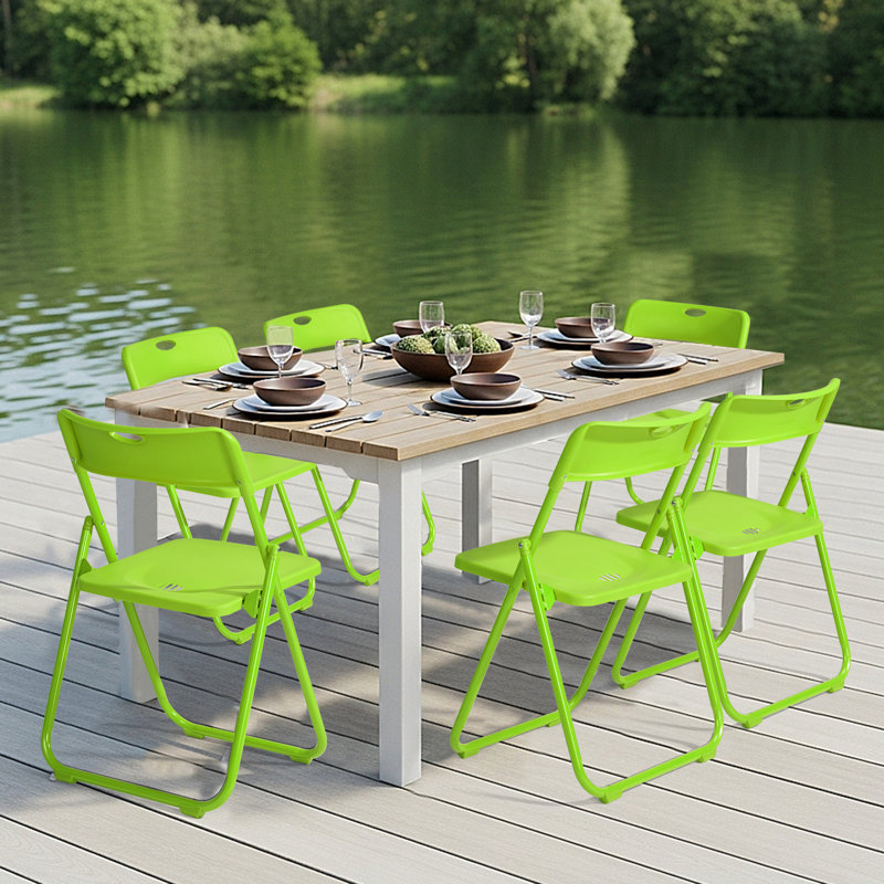 Ensemble de chaises pliantes en plastique vert pour patio (ensemble de 6), Vert